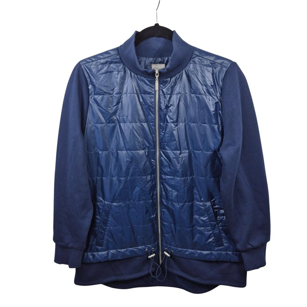 Chicos Zenergy Jacket Womens 8/10 Quilted Full Zip Fleece Lightweight Travel